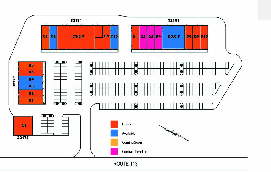 A map of the Savannah Square Shopping Center.